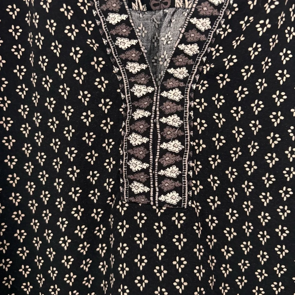 Knox Rose Black and Cream Boho Patterned Blouse Sz Large - Picture 4 of 8